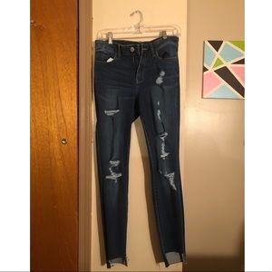 Classic Blue, Ripped Skinny Jeggings